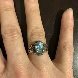 Vintage sterling silver aqua marine size 6